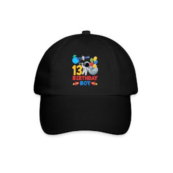 13 Birthday Boy Astronaut Space - Baseball Cap - black/black - Front