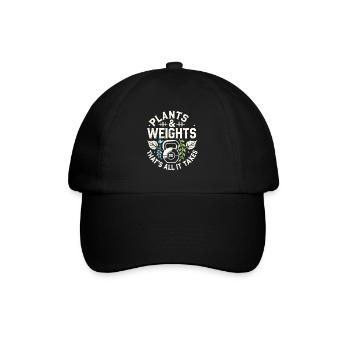 Pflanzen und Gewichte - mehr braucht es nicht - Baseballkappe - Schwarz/Schwarz - Vorne