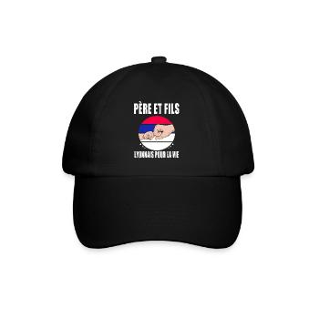 père et fils papa lyon lyonnais fête des pères - Casquette classique - noir/noir - Devant