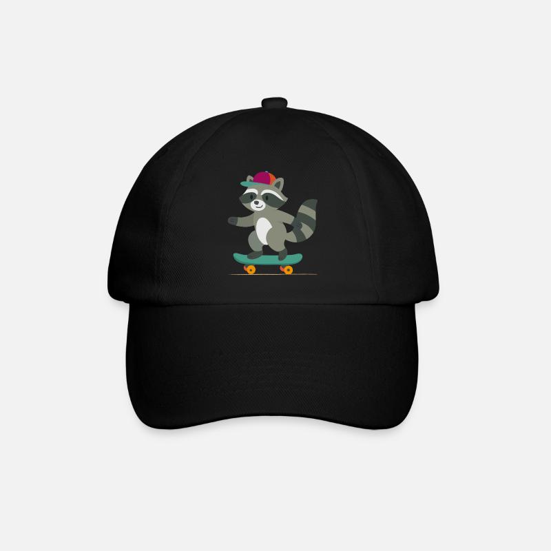 Skateboard raccoon with baseball cap - Baseball Cap - black/black