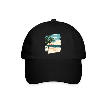 Plage Palmiers Soleil Été - Casquette classique - noir/noir - Devant
