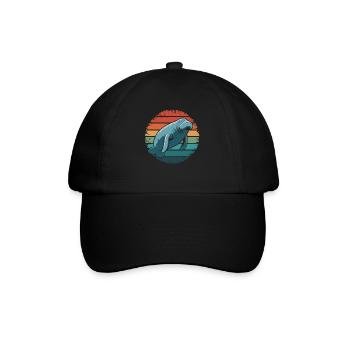Manatee Retro Vintage Ocean Animal Funny Sea Cow - Baseball Cap - black/black - Front