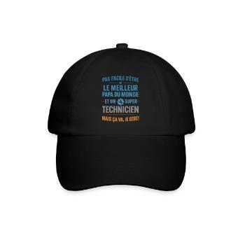 Super Papa Technicien idée cadeau fête des pères - Casquette classique - noir/noir - Devant