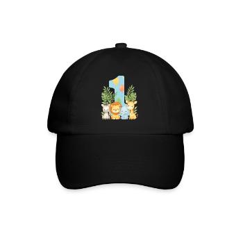 Jungle Animals Children's Birthday 1 Year Gift - Baseball Cap - black/black - Front