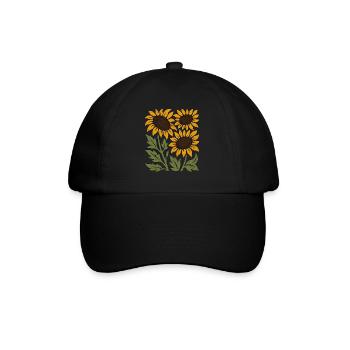 Boho Sonnenblumen - Baseballkappe - Schwarz/Schwarz - Vorne