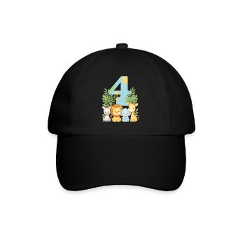 Jungle Animals Children's Birthday 4 Year Gift - Baseball Cap - black/black - Front