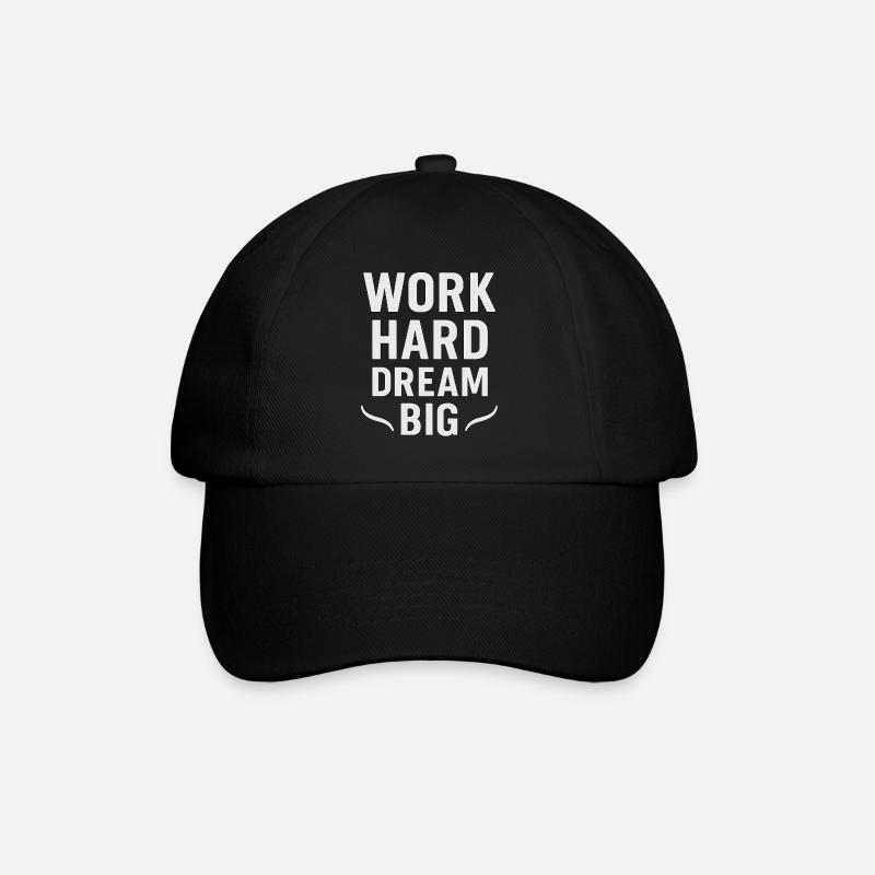 Work Hard – Dream Big: Hustle-Mentalität - Baseballkappe - Schwarz/Schwarz