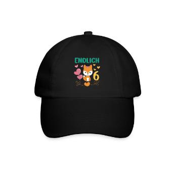 Enfin 6 ans fille anniversaire chemise renard - Casquette classique - noir/noir - Devant