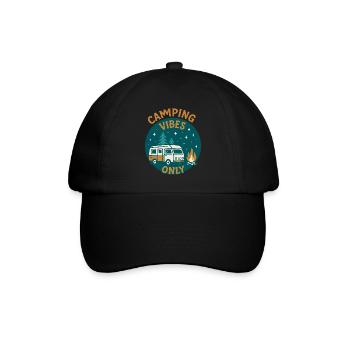 Camping Vibes Only - Freizeit Design - Baseballkappe - Schwarz/Schwarz - Vorne