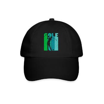 Golf Golfer Tee-Off Männer Jungen Vintage - Baseballkappe - Schwarz/Schwarz - Vorne