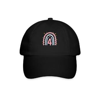Coeur mignon 4e anniversaire et design arc-en-ciel - Casquette classique - noir/noir - Devant