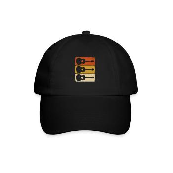 Vintage Gitarren Design – Retro Look - Baseballkappe - Schwarz/Schwarz - Vorne