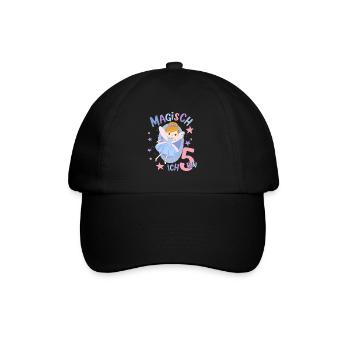 Geburtstagsshirt 5 Jahre Mädchen 5. Geburtstag Fee - Baseballkappe - Schwarz/Schwarz - Vorne