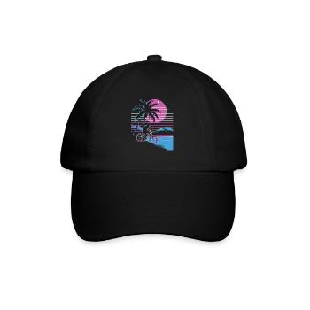 Mountainbiking Synthwave - Baseballkappe - Schwarz/Schwarz - Vorne