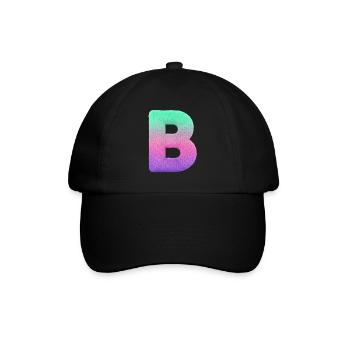 Letter B with fur and pastel gradient - Baseball Cap - black/black - Front