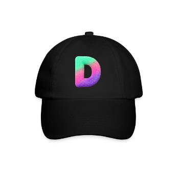 D - Letter in fur look and color gradient - Baseball Cap - black/black - Front