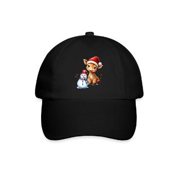 Christmas Giraffe with Hat and Snowman - Baseball Cap - black/black - Front