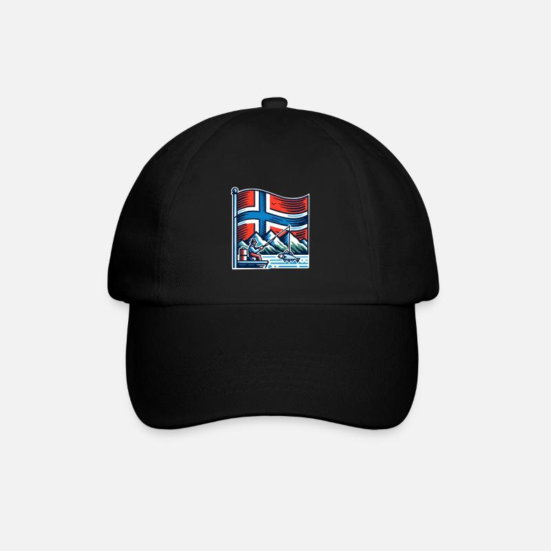Norwegen Angeln Boot - Baseballkappe - Schwarz/Schwarz