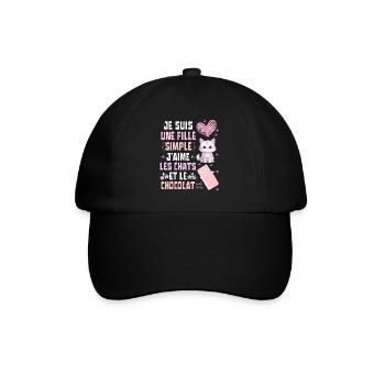 Je suis une fille Simple Chats et Chocolat - Casquette classique - noir/noir - Devant