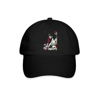 Horreur manga fille en kimono aux yeux rouges - Casquette classique - noir/noir - Devant