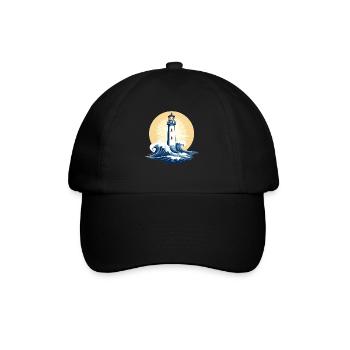 Phare au lever du soleil - Casquette classique - noir/noir - Devant