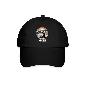 MOIN Küstenwellen Siegel-Design - Baseballkappe - Schwarz/Schwarz - Vorne