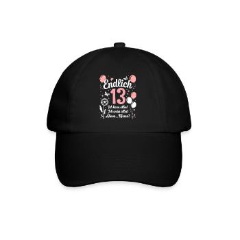 Enfin 13 Anniversaire 13 Ans Cadeau Fille - Casquette classique - noir/noir - Devant
