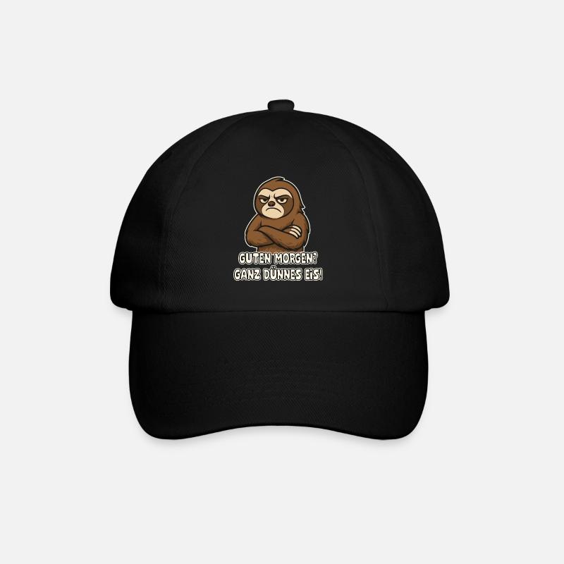Grumpy sloth with saying - Baseball Cap - black/black