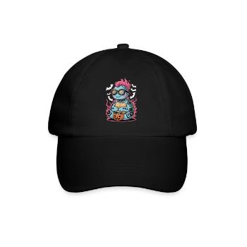 Halloween Punk Schildkröte Mit Kürbiskorb - Baseballkappe - Schwarz/Schwarz - Vorne