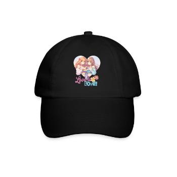 Love is Love kawaii Anime Pride lesbian lgbt - Baseball Cap - black/black - Front