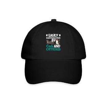 Sea Otter Cartoon Cats - Baseball Cap - black/black - Front