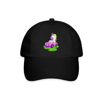 Einhorn Auto - Baseballkappe - Schwarz/Schwarz - Vorne