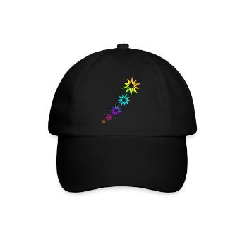 Bunte Sterne - Baseballkappe - Schwarz/Schwarz - Vorne