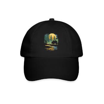 Retro Outdoor Wilderness Bärenbäume - Baseballkappe - Schwarz/Schwarz - Vorne