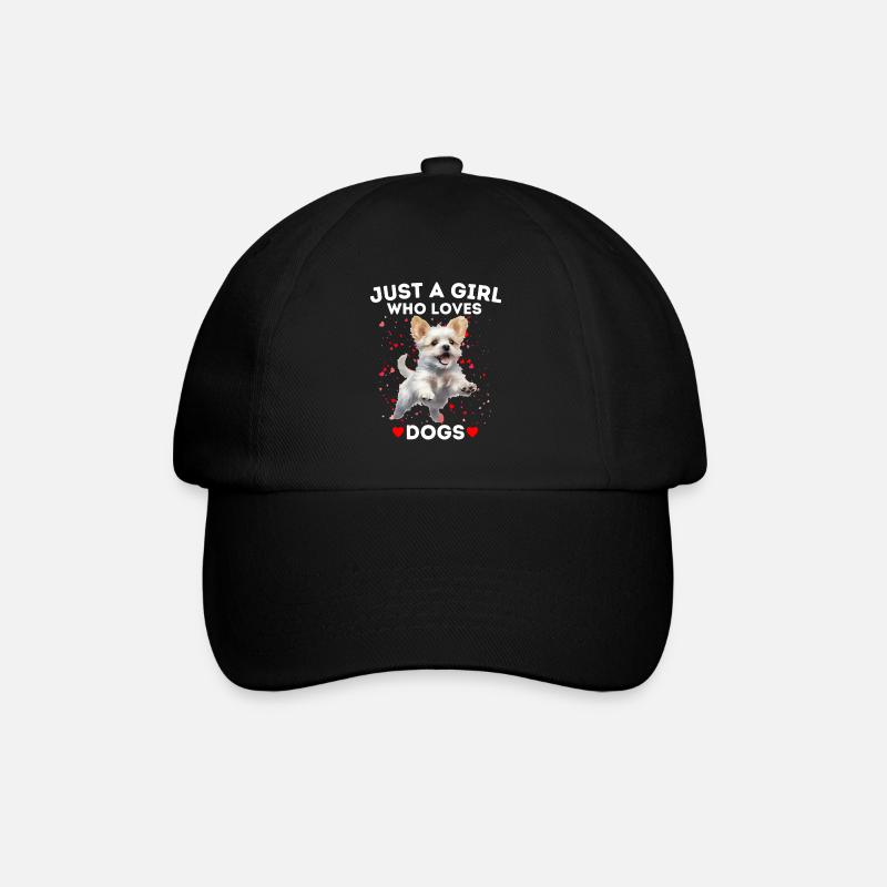 Mädchen liebt Hunde Verspielter Hund - Baseballkappe - Schwarz/Schwarz