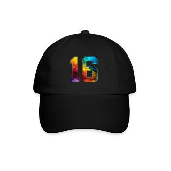 NR. 16 NUMMER 16 COLLEGE 16. GEBURTSTAG - Baseballkappe - Schwarz/Schwarz - Vorne