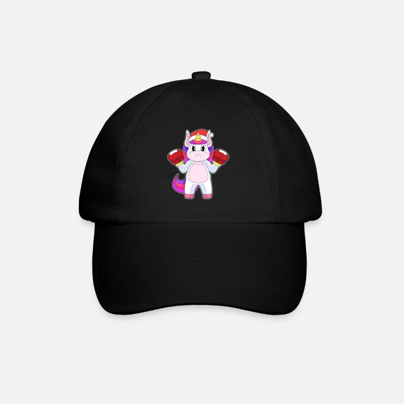 Einhorn Weihnachten Boxen - Baseballkappe - Schwarz/Schwarz