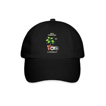 AFK Farming | Gamer Plant Joke Pixel Art - Baseball Cap - black/black - Front