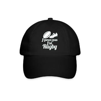 Ich kann nicht, ich habe Rugby - Baseballkappe - Schwarz/Schwarz - Vorne