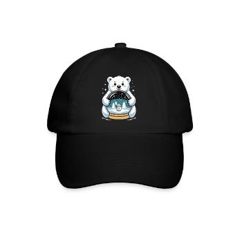 Polar Bear Snow Globe Impression - Baseball Cap - black/black - Front