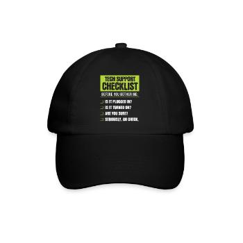 Liste d’humour du support technique pour les problèmes du quotidien - Casquette classique - noir/noir - Devant