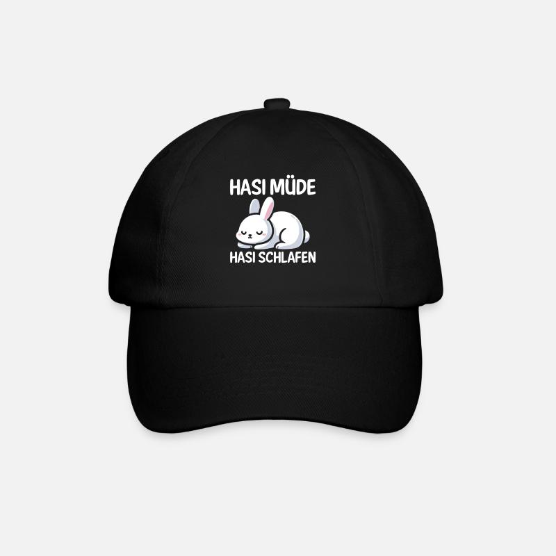 Shlafshirt Hase Hasi Müde Hasi Schlafen - Baseballkappe - Schwarz/Schwarz