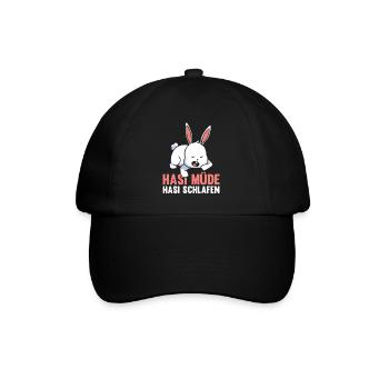 Shlafshirt Hase Hasi Müde Hasi Schlafen - Baseballkappe - Schwarz/Schwarz - Vorne