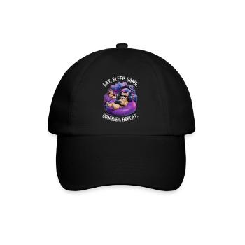 Funny Gaming Gamer Cat - Baseball Cap - black/black - Front