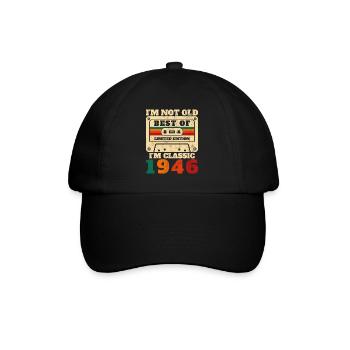 1946 Vintage Retro Geburtstagsgeschenk - Baseballkappe - Schwarz/Schwarz - Vorne