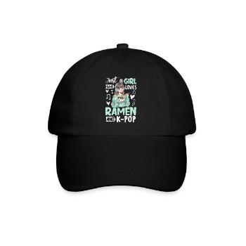 Juste une fille qui adore les ramen et la K-pop - Casquette classique - noir/noir - Devant