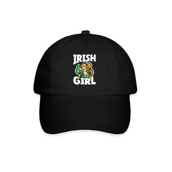 Irish Girl mit Grünem Kleeblatt - Baseballkappe - Schwarz/Schwarz - Vorne