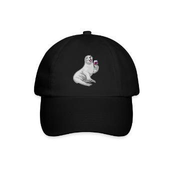 Seehund Rotwein - Baseballkappe - Schwarz/Schwarz - Vorne