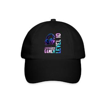 10th Birthday Boy Girl Teenager Level 10 - Baseball Cap - black/black - Front