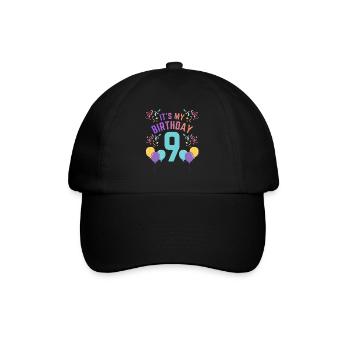 9 Years Girl It's My Birthday Kids Birthday - Baseball Cap - black/black - Front
